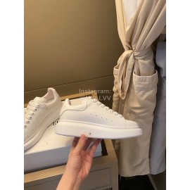 Alexandermcqueen Cowhide Lace Up Sneakers For Men And Women White
