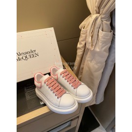 Alexandermcqueen Cowhide Lace Up Sneakers For Men And Women Pink