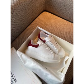 Alexandermcqueen Fashion Leather Lace Up Casual Sneakers Wine Red