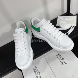 Alexandermcqueen Leather Lace Up Casual Sneakers For Men And Women Green