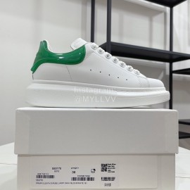 Alexandermcqueen Leather Lace Up Casual Sneakers For Men And Women Green
