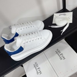 Alexandermcqueen Leather Lace Up Casual Sneakers For Men And Women Blue