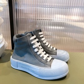 Alexandermcqueen Fashion Lace Up High Top Casual Shoes For Men And Women Gray