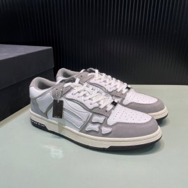 Amiri Breathable Leather Sneakers For Men And Women Gray