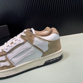 Amiri Breathable Leather Sneakers For Men And Women Brown