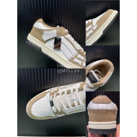 Amiri Breathable Leather Sneakers For Men And Women Brown