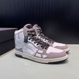 Amiri Breathable Leather High Top Sneakers For Men And Women Gray