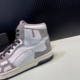Amiri Breathable Leather High Top Sneakers For Men And Women Gray