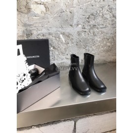 Ann Demeulemeester New Square Head Leather Short Boots For Women
