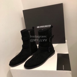 Ann Demeulemeester Fashion Black Calf Leather Short Boots For Women 