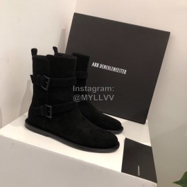 Ann Demeulemeester Fashion Black Calf Leather Short Boots For Women 