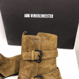 Ann Demeulemeester Fashion Calf Leather Short Boots For Women Brown