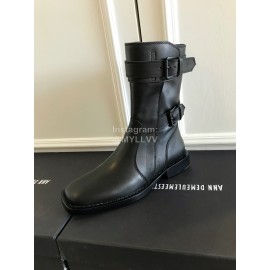 Ann Demeulemeester Fashion Square Head Calf Martin Boots For Women 