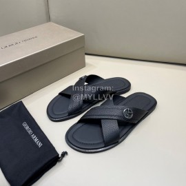 Armani New Leather Sandals For Men Black