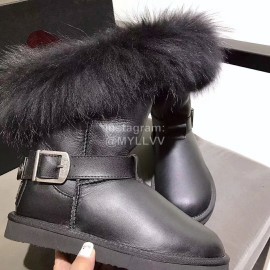 Australia Luxe Collective Winter Leather Warm Wool Short Boots For Women Black