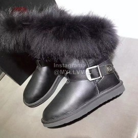 Australia Luxe Collective Winter Leather Warm Wool Short Boots For Women Black