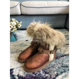 Australia Luxe Collective Winter Leather Warm Wool Short Boots For Women Brown
