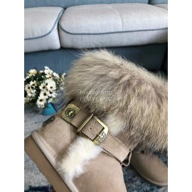 Australia Luxe Collective Winter Khaki Leather Warm Wool Short Boots For Women 