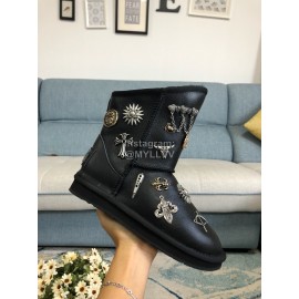Australia Luxe Collective Winter Black Leather Waterproof Short Boots For Women 