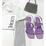Badgley Mischka Fashion Cowhide Diamond High Heel Sandals For Women Purple