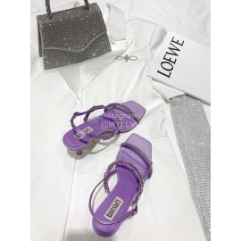 Badgley Mischka Fashion Cowhide Diamond High Heel Sandals For Women Purple