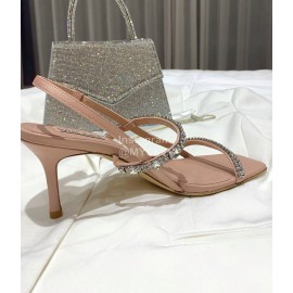 Badgley Mischka Fashion Cowhide Diamond High Heel Sandals For Women Pink