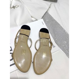 Badgley Mischka Fashion Cowhide Diamond Flat Heel Sandals For Women Khaki
