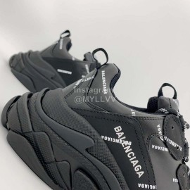 Balenciaga Triple S Letter Printed Black Clunky Sneakers