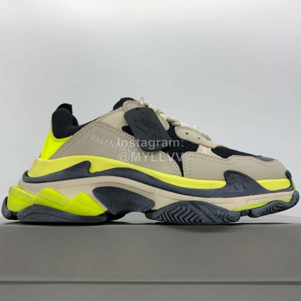 Balenciaga Triple S Clunky Sneakers Yellow Gray