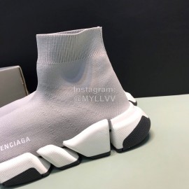Balenciaga Upgrade Speed 2.0 Sock Knitted Shoes For Men And Women Gray