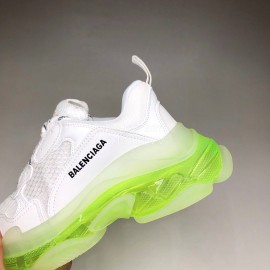 Balenciaga Yellow Sole Leather Mesh Sneakers For Men And Women