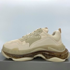 Balenciaga Fashion Leather Mesh Sneakers For Men And Women Beige