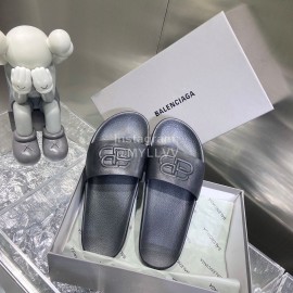 Balenciaga Fashion Embossed Leather Slippers For Men And Women Black