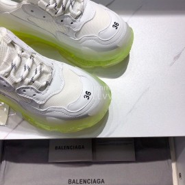 Balenciaga Triples Calf Leather Mesh Air Cushion Sneakers For Men And Women Green