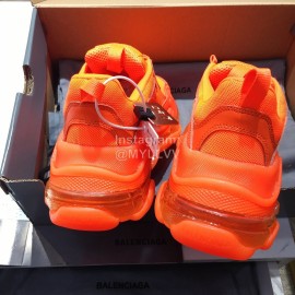 Balenciaga Triples Calf Leather Mesh Air Cushion Sneakers For Men And Women Orange