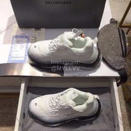 Balenciaga Triples Calf Leather Mesh Air Cushion Sneakers For Men And Women White