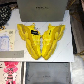 Balenciaga Triples Mesh Calf Leather Air Cushion Sneakers For Men And Women Yellow