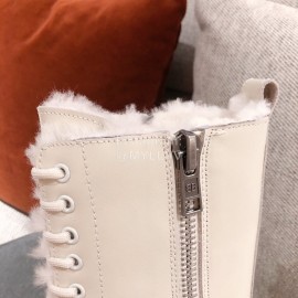 Balenciaga Winter Warm Wool Martin Boots For Women White