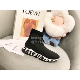 Balenciaga Black Letter Printed Couple Elastic Sock Shoes 