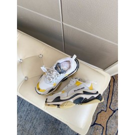 Balenciaga Cowhide Mesh Thick Soled Sneakers For Men And Women Yellow