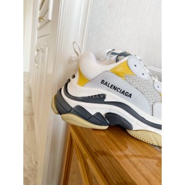 Balenciaga Cowhide Mesh Thick Soled Sneakers For Men And Women Yellow