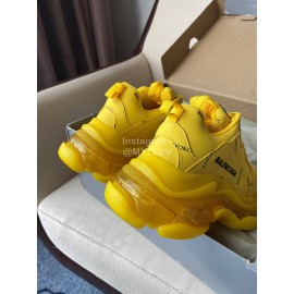 Balenciaga Fashion Cowhide Mesh Thick Soled Sneakers For Men And Women Yellow