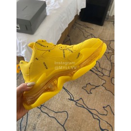 Balenciaga Fashion Cowhide Mesh Thick Soled Sneakers For Men And Women Yellow