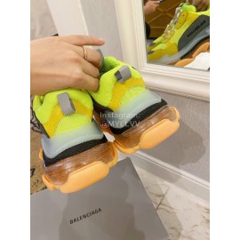 Balenciaga Fashion Cowhide Mesh Thick Soled Sneakers For Men And Women Green