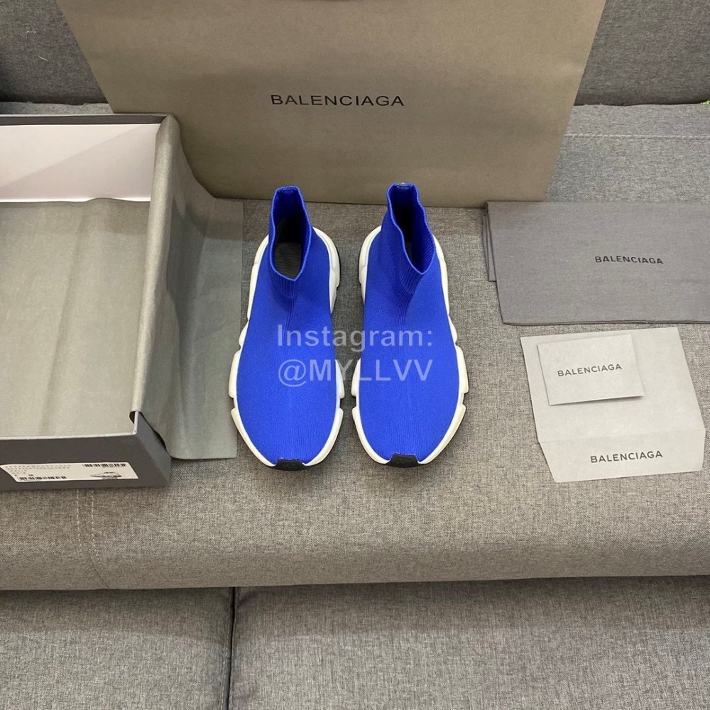 Balenciaga Blue Double Layer Gold Silk High Elastic Knitted Cotton Boots For Women