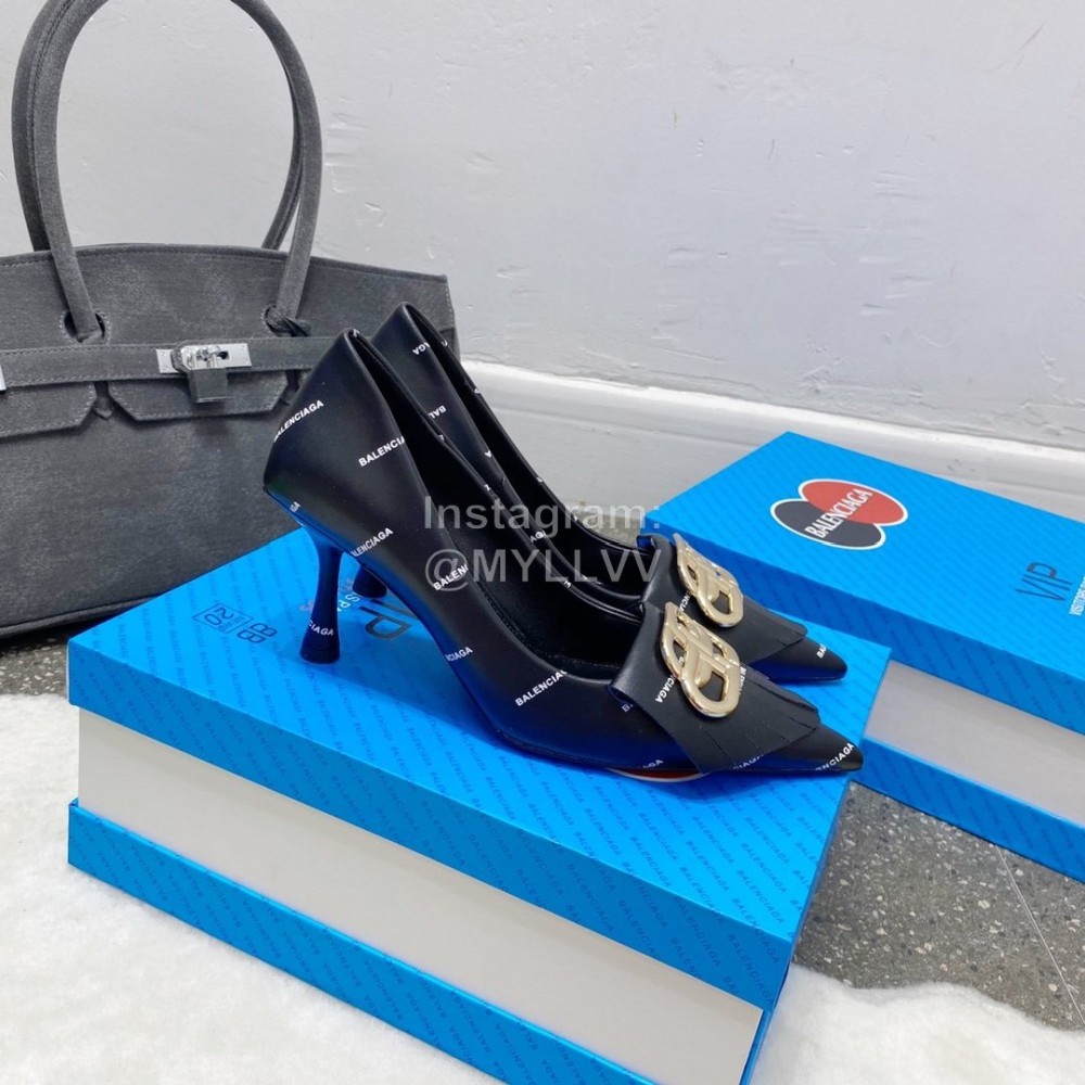 Balenciaga Winter Fashion Leather High Heels For Women Black