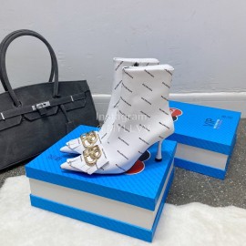 Balenciaga Winter Fashion Leather High Heel Boots For Women White