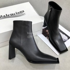 Balenciaga Autumn Winter New Cowhide Square Head High Heel Boots