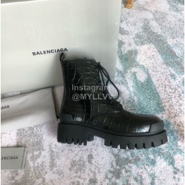Balenciaga Autumn Winter Fashion Leather Martin Boots For Women Black