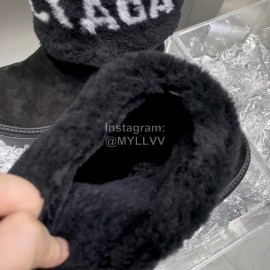 Balenciaga Winter Fashion Printed Letter Warm Lamb Wool Boots For Women